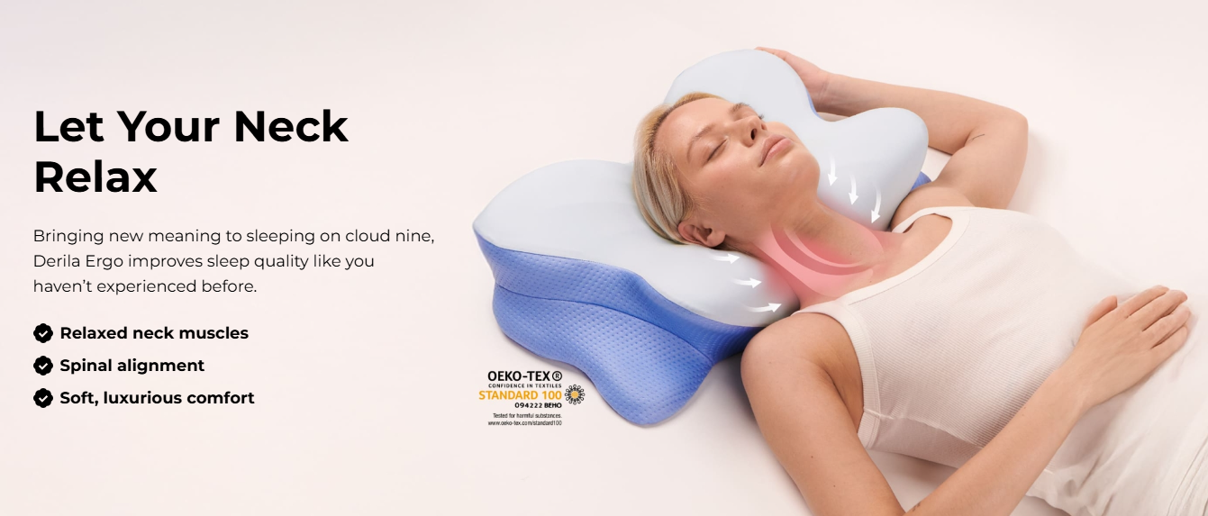 💤 Derila Ergo™ Memory Foam Cervical Pillow – 2-in-1 Ergonomic Neck Support for All Sleepers
