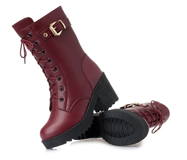 Women’s Winter Boots -30°C – Genuine Leather, Warm Fur & Wool Lining, Mid-Calf, Zipper + Lace