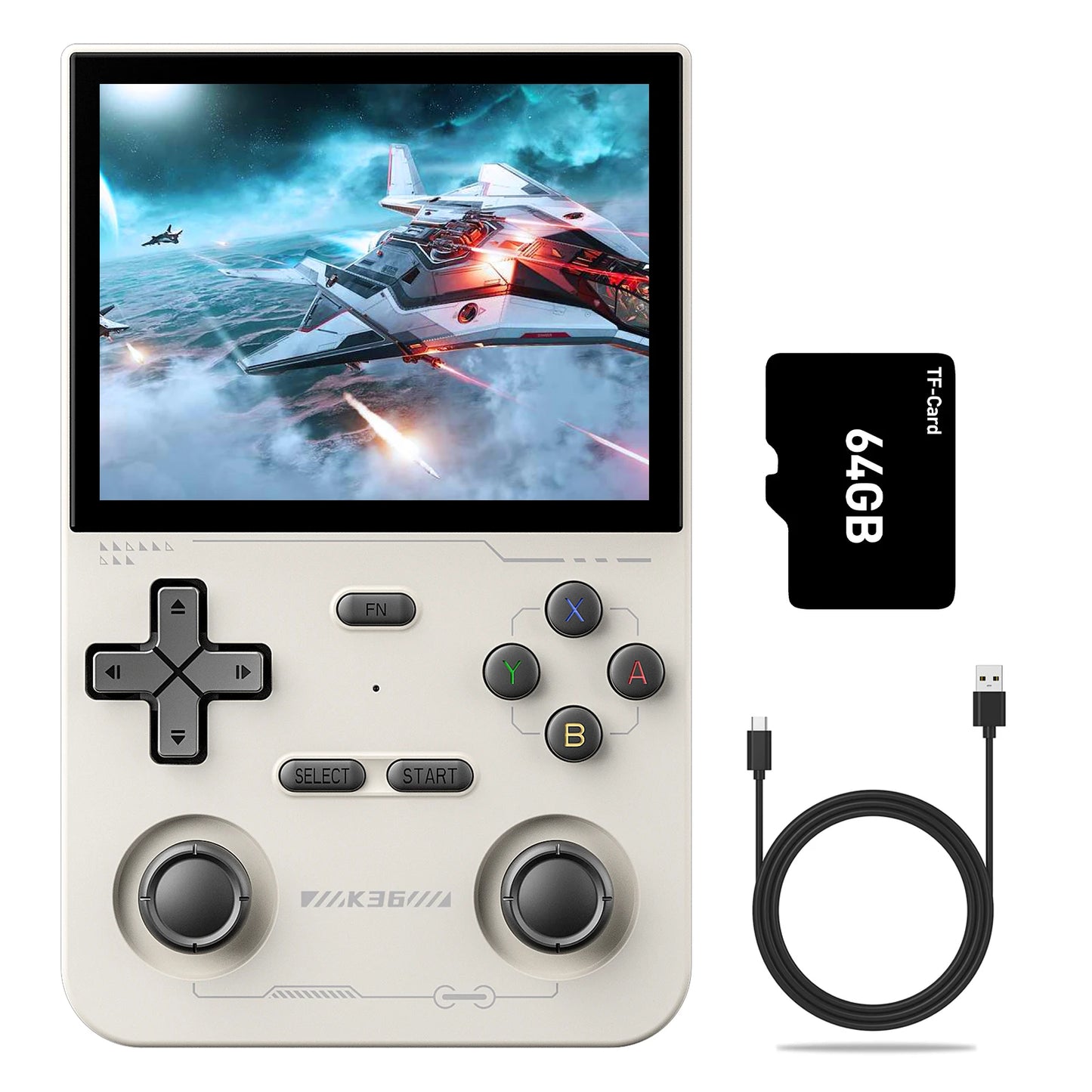 🎮 LNGOOR K36 Portable Game Console with 3.5" IPS Screen, 16,000 Classic Games, Rechargeable, 64GB/128GB