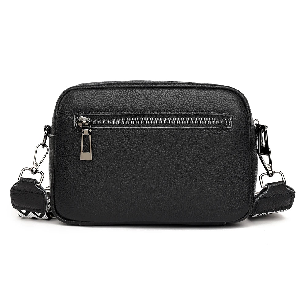 Echtes Leder Damen Schultertasche mit breitem Riemen, einfarbig, Crossbody-Tasche, Luxus-Design, Handtasche, Handytasche, bolsa feminina