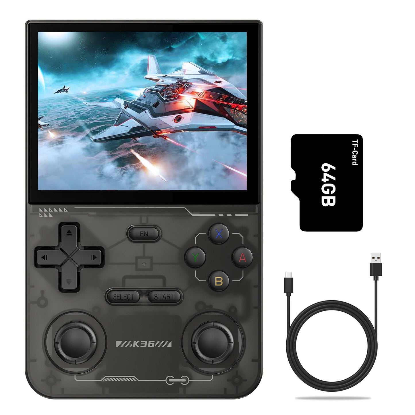 🎮 LNGOOR K36 Portable Game Console with 3.5" IPS Screen, 16,000 Classic Games, Rechargeable, 64GB/128GB